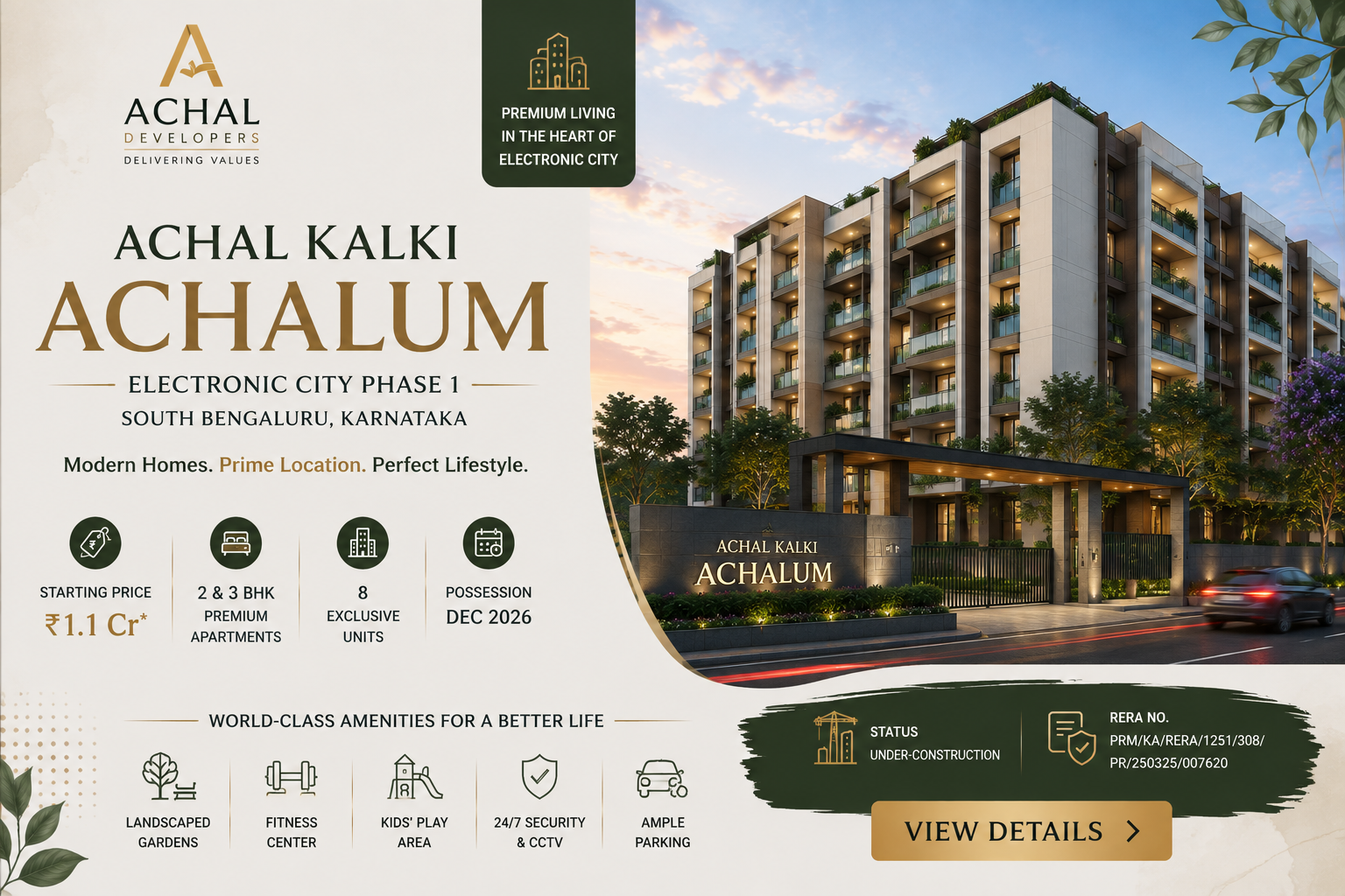 Achal Kalki Achalum - Premium Apartments Electronic City Bengaluru