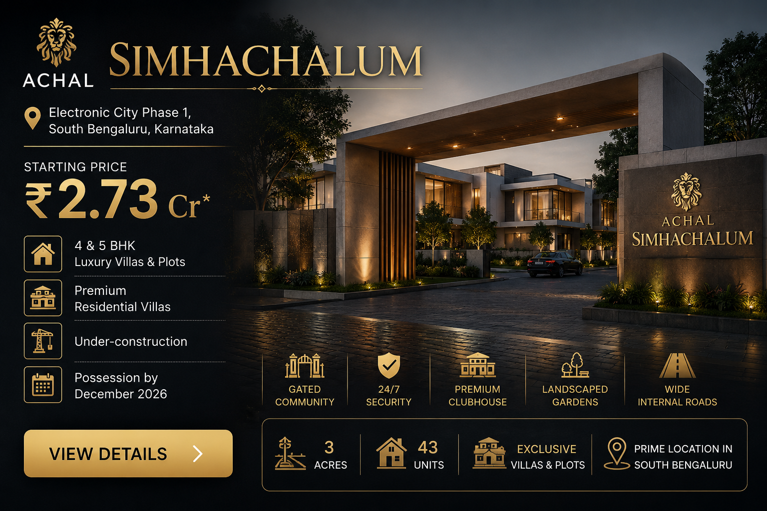 Achal Simhachalum - Luxury Villas Electronic City Bengaluru